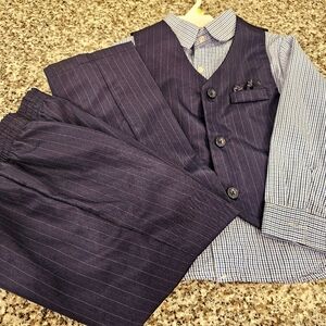 Navy Pinstripe Suit Set Toddler Boy Size 5.